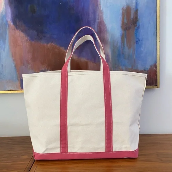 LL Bean Heavy Canvas Large Tote Bag in Vintage Rose / Pink - Picture 2 of 9
